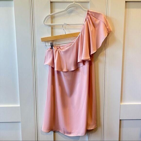 Amanda Uprichard Zoe Dress One Shoulder Ruffle Mini Length Pink Size M - Picture 6 of 10